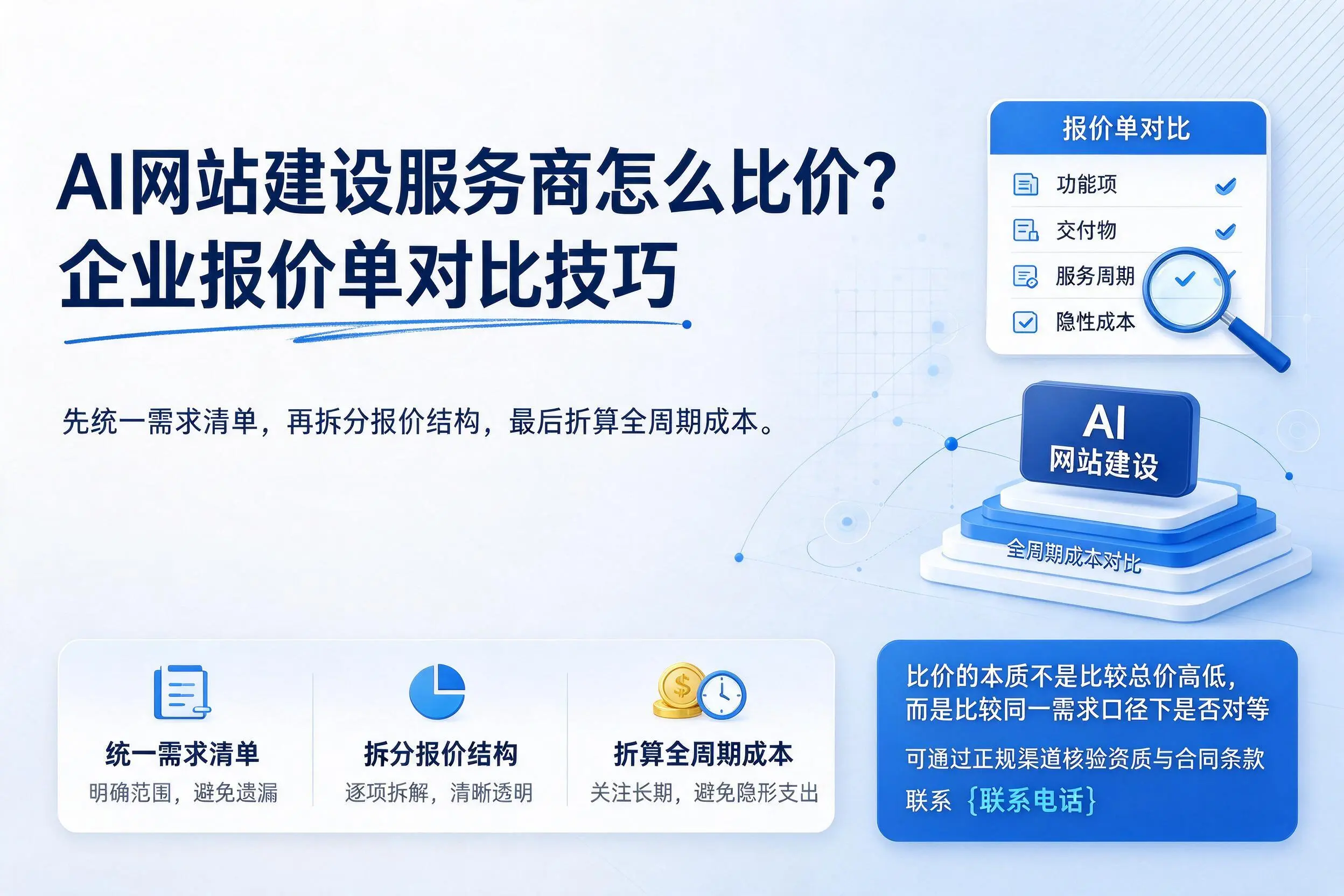 AI网站建设服务商怎么比价？阳泉企业报价单对比技巧