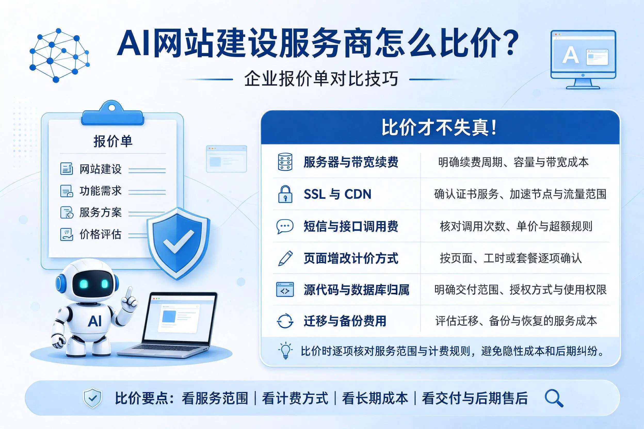 AI网站建设服务商怎么比价？阳泉企业报价单对比技巧