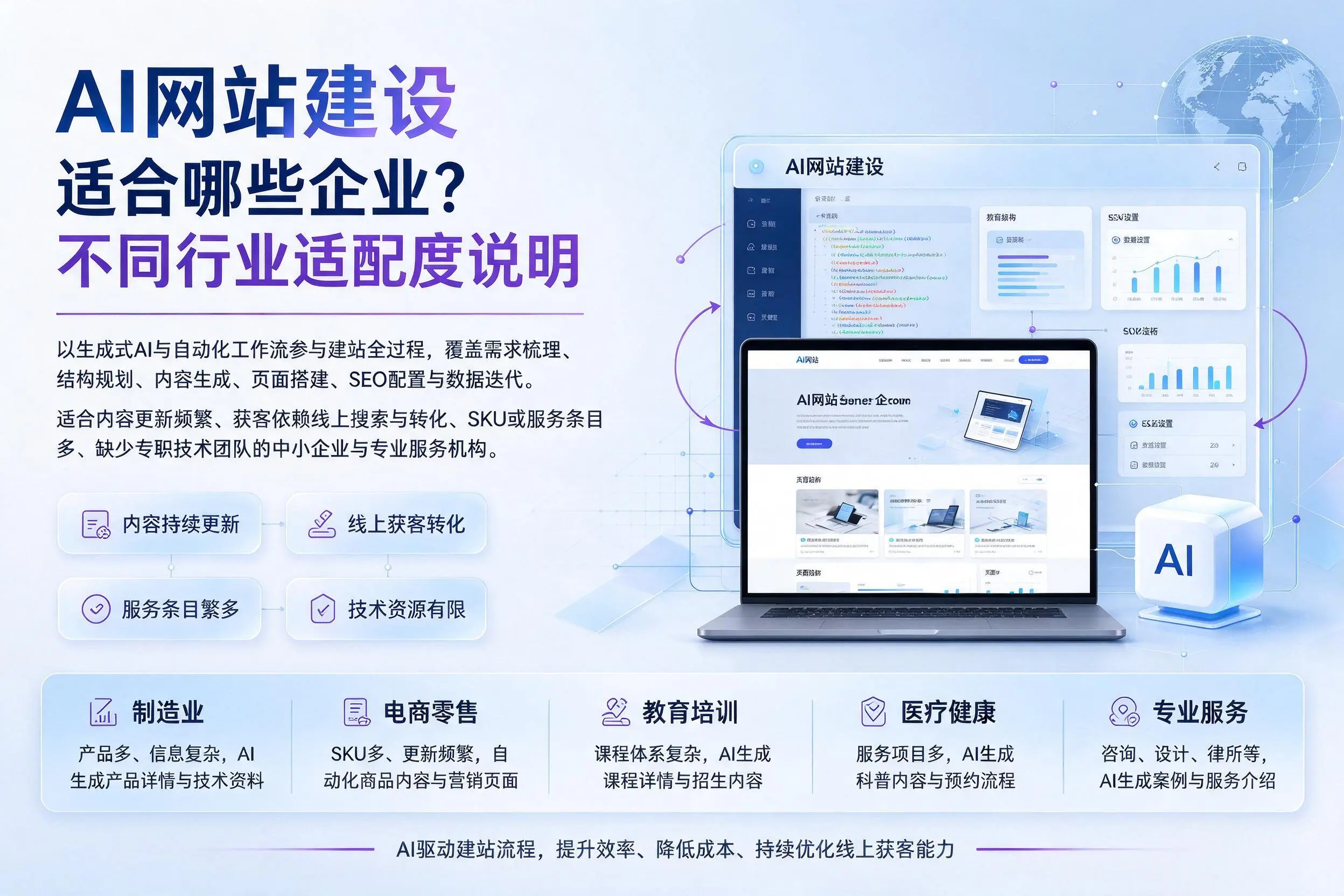 AI网站建设适合哪些企业?阳泉不同行业适配度说明